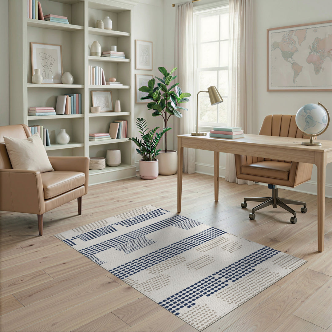 Navy Geometric Dot Area Rug