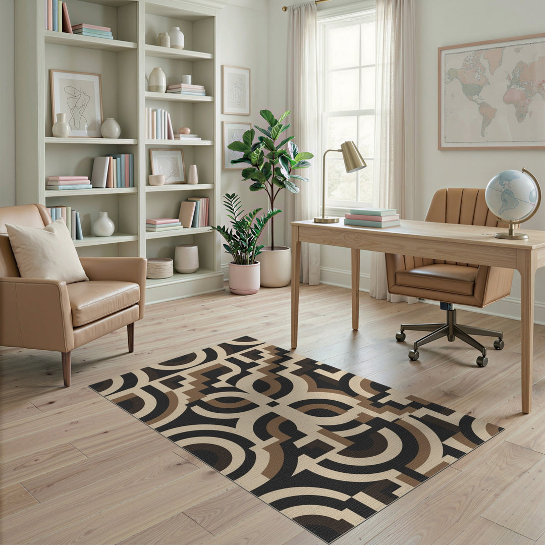 Modern Geometric Brown Area Rug