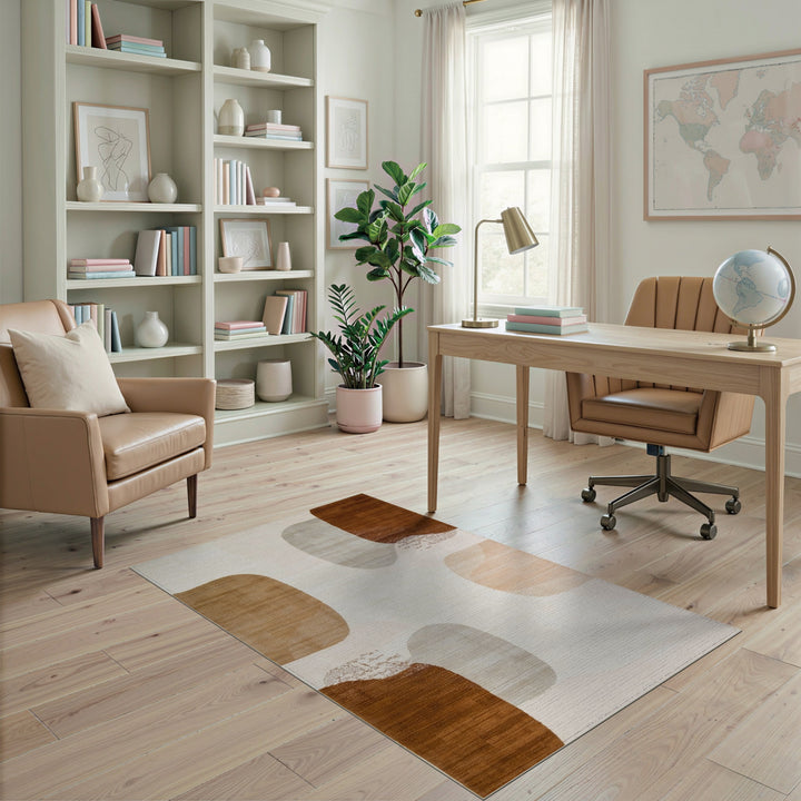 Brown and Tan Organic Brown Abstract Area Rug