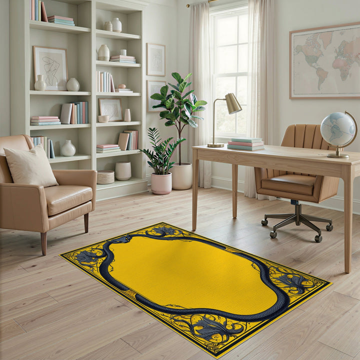 Black Serpent Yellow Area Rug
