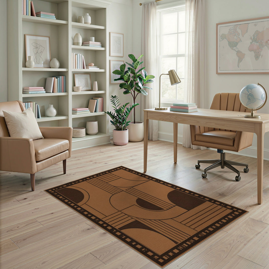 ODIKA Geometric Brown Area Rug