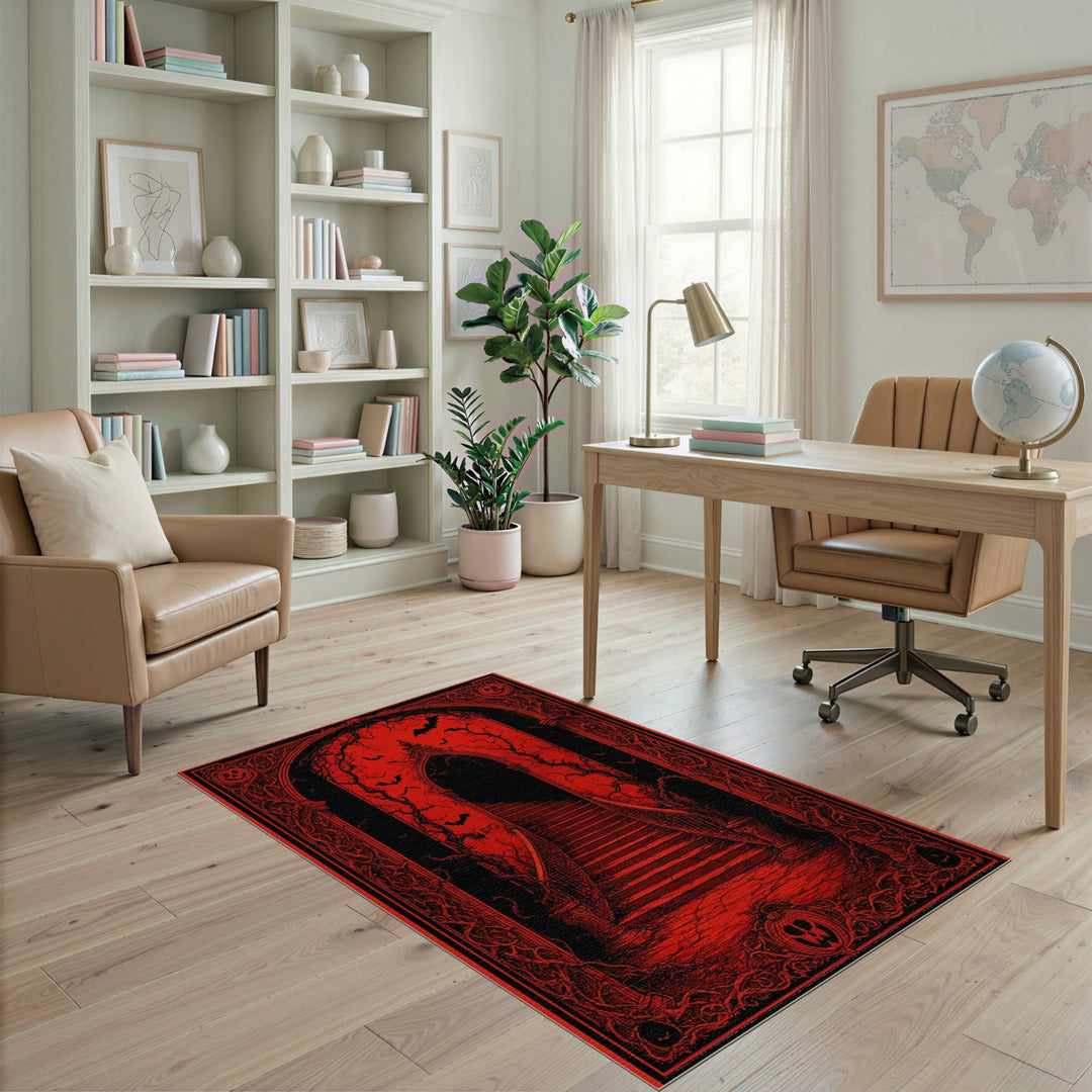 Red Gothic Distressed Vintage Staircase Rug