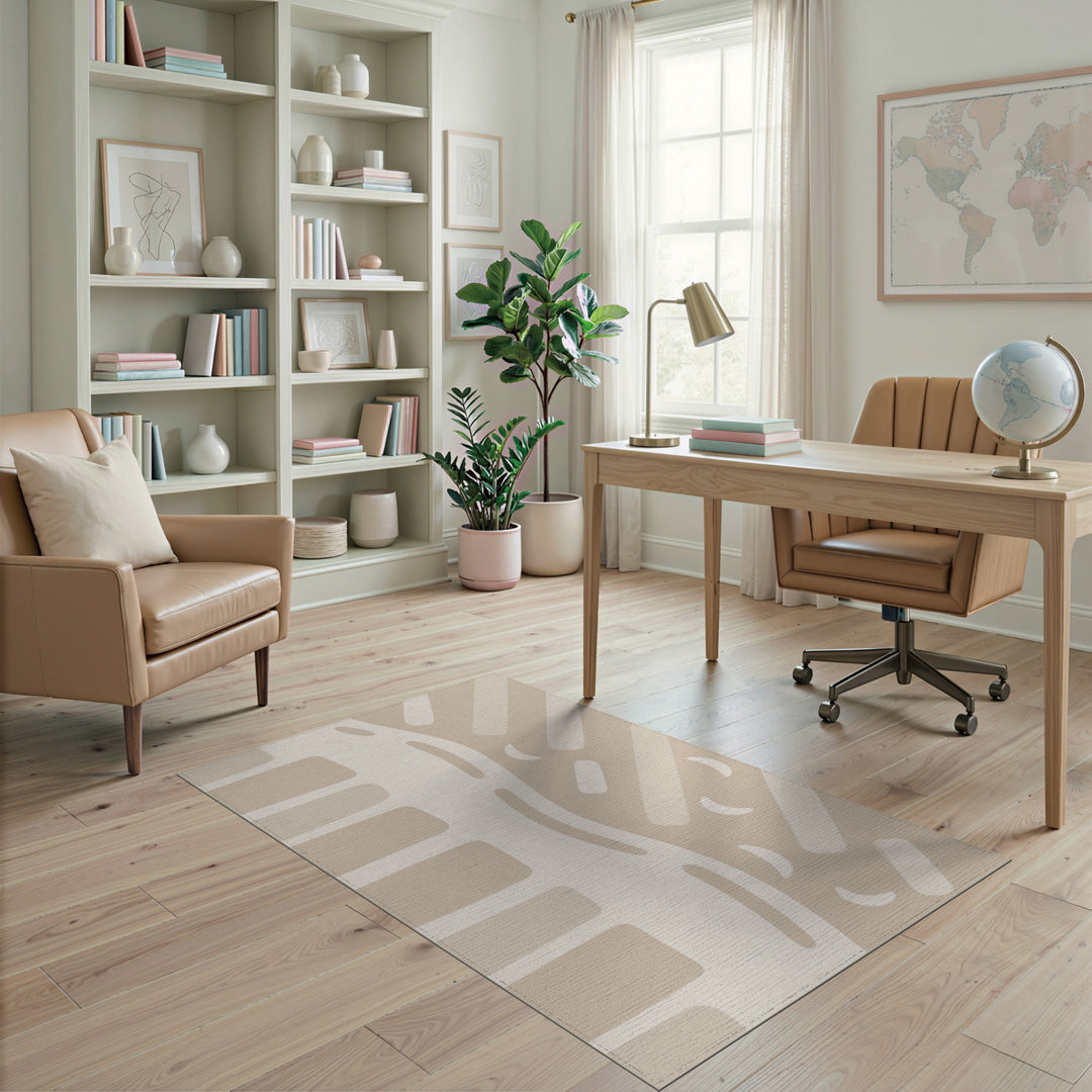 Beige Abstract Wave Area Rug