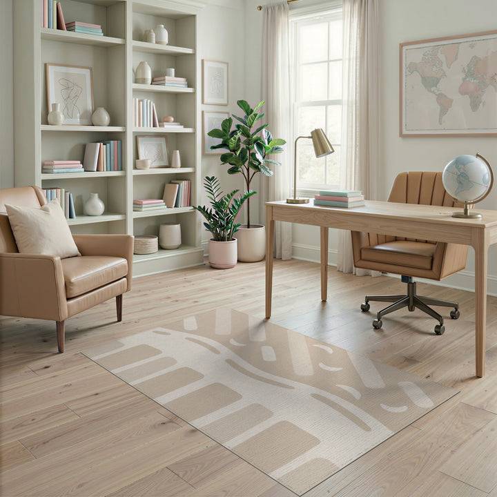 Beige Abstract Wave Area Rug