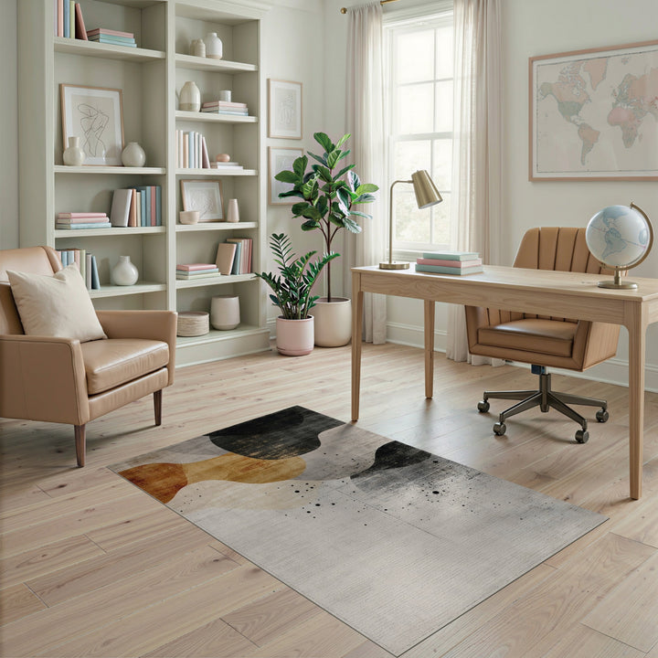Abstract Brown Tan Area Rug