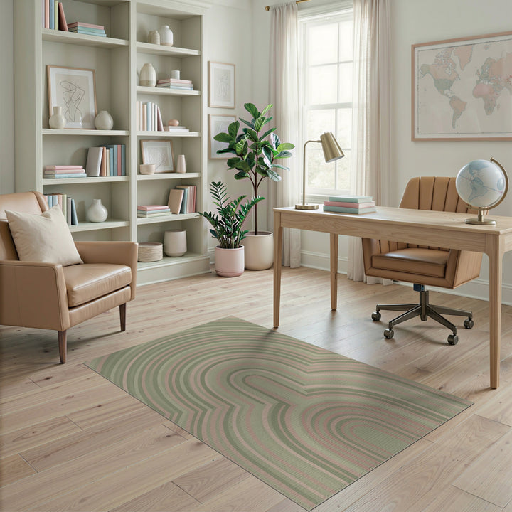 Green Geometric Arch Area Rug