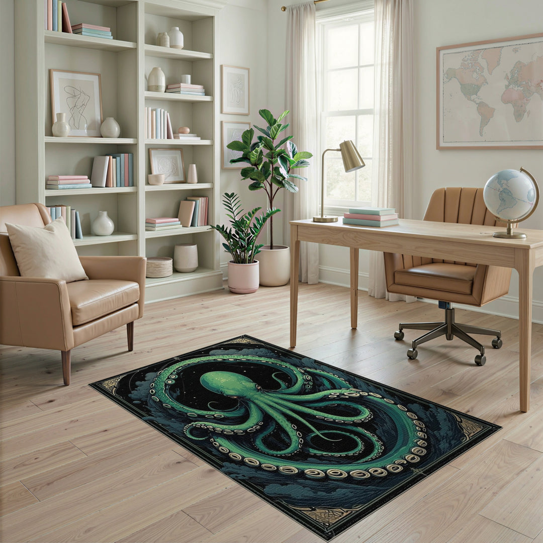 Green Octopus Swirl Area Rug