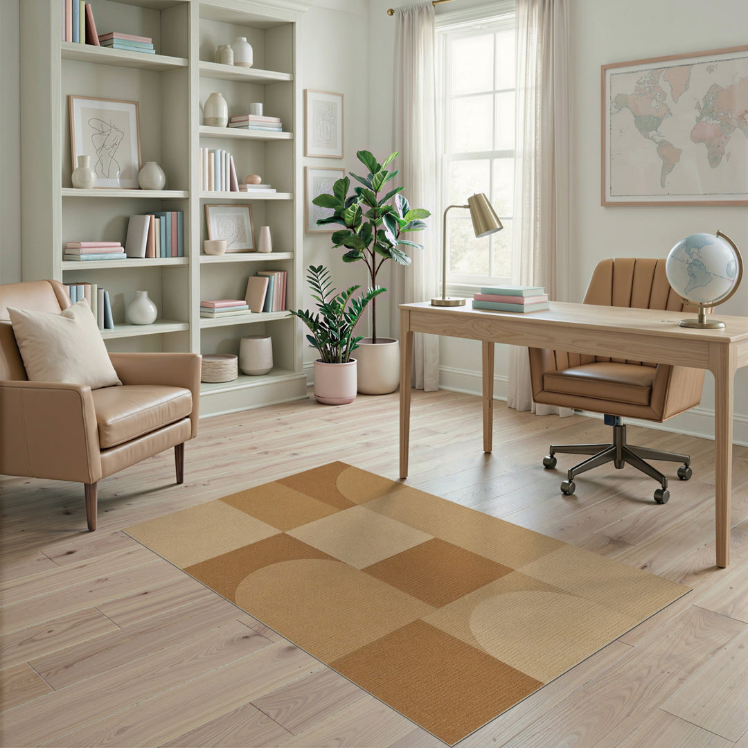 Geometric Brown Tan Area Rug