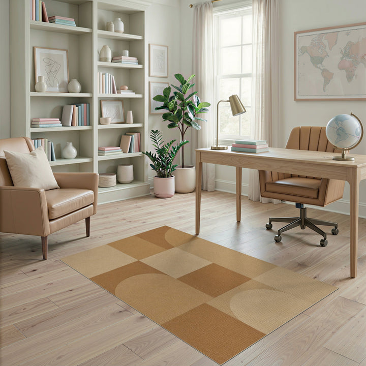 Geometric Brown Tan Area Rug