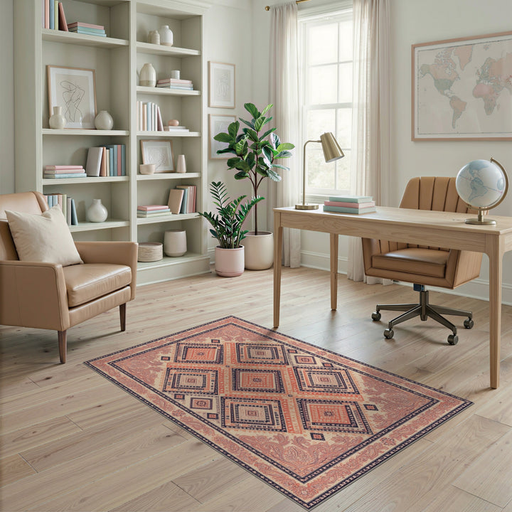 Orange Geometric Diamond Area Rug