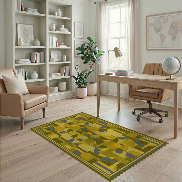 Green Geometric Area Rug