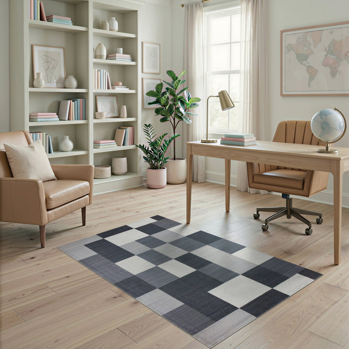 Black White Geometric Area Rug