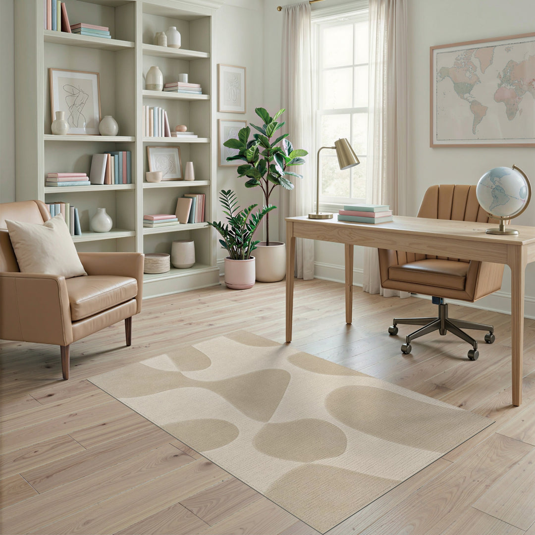 Beige and Neutral Organic Beige Organic Abstract Area Rug