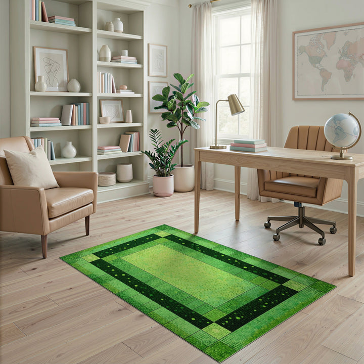 Geometric Modern Green Geometric Mosaic Area Rug