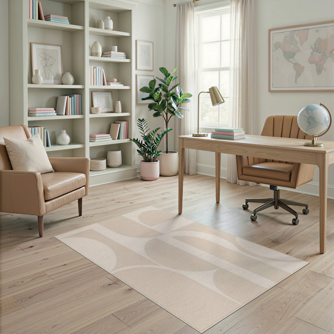 Abstract Beige Geometric Abstract Area Rug