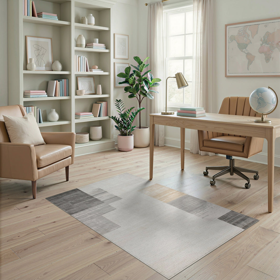 Grey Geometric Modern Area Rug