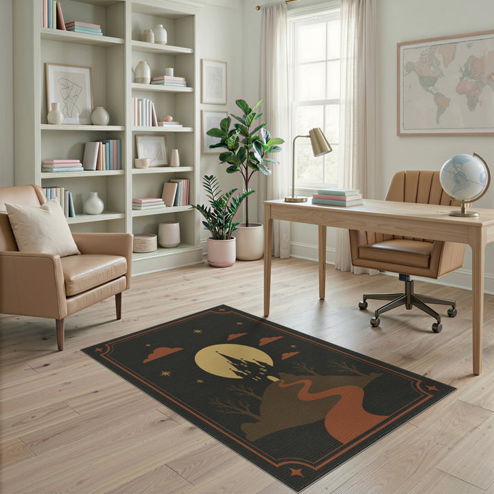 Moonlit Castle Silhouette Area Rug