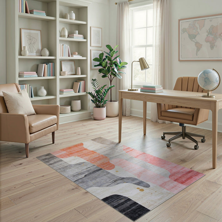 Multi-color and Patterns Abstract Coral Wave Area Rug