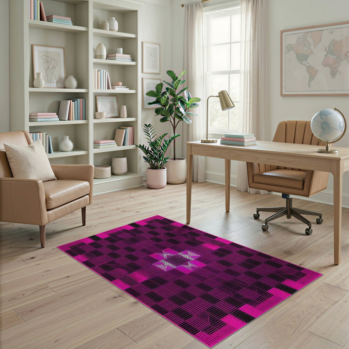 Geometric Modern Pink Geometric Checkered Area Rug