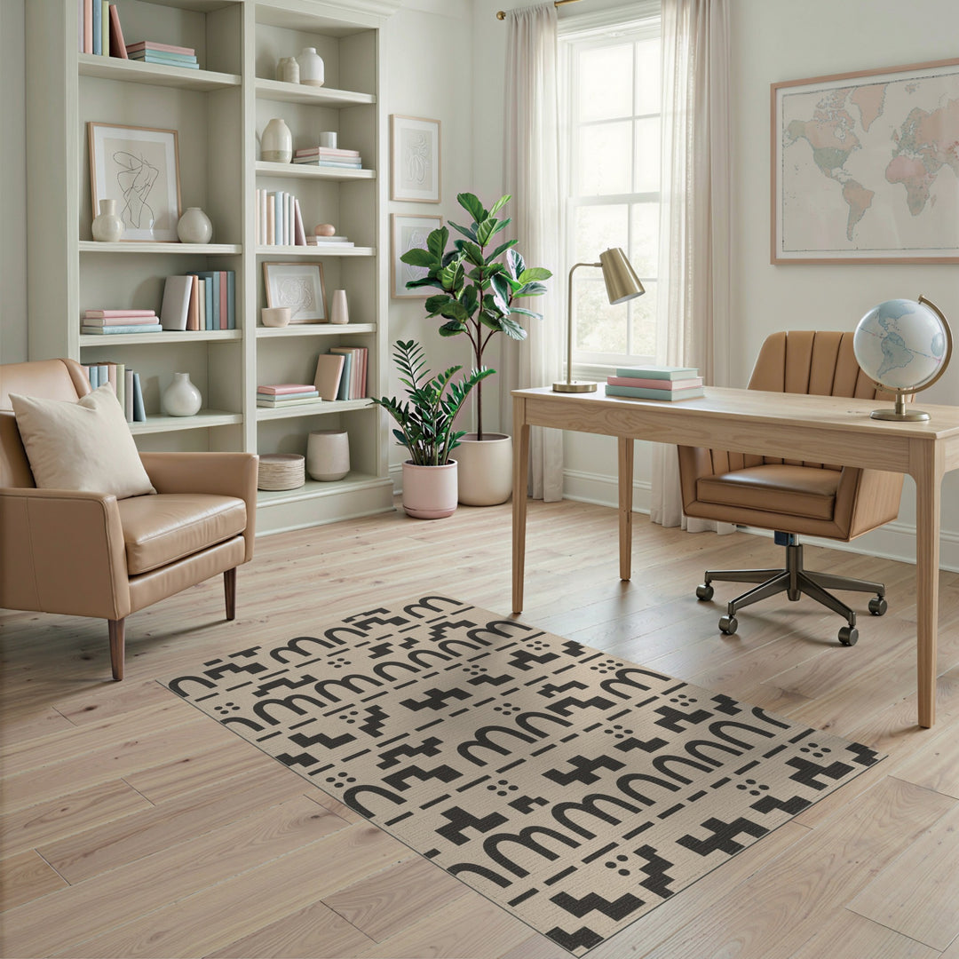 Beige Geometric Modern Area Rug