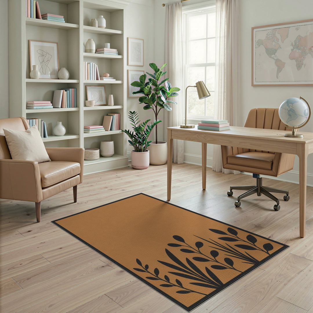 Brown Botanical Silhouette Area Rug