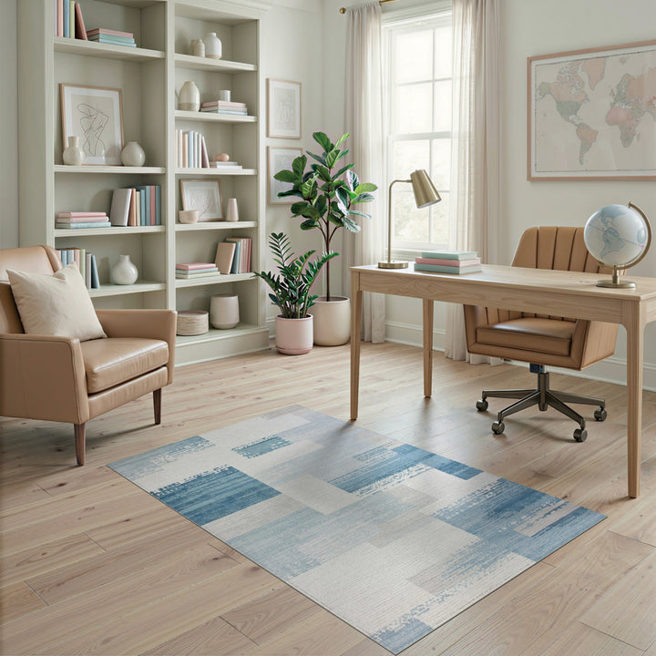 Blue Geometric Modern Area Rug