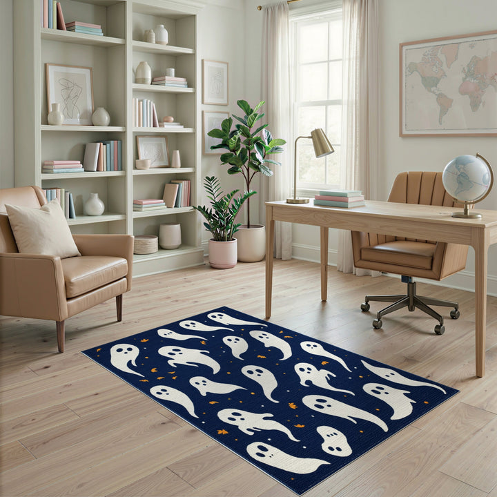 Ghost Kids Navy Blue Area Rug