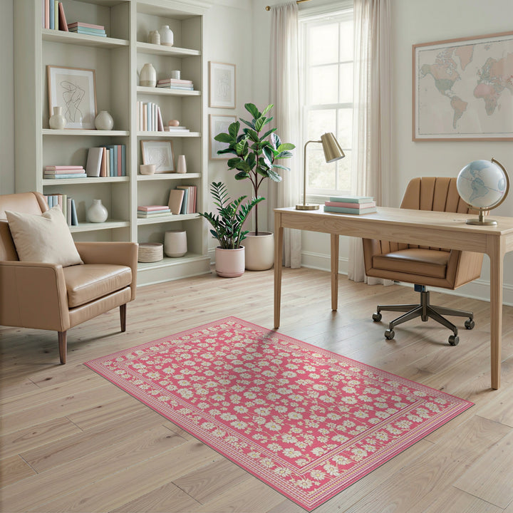 Daisy Pink Daisy Floral Vintage Area Rug