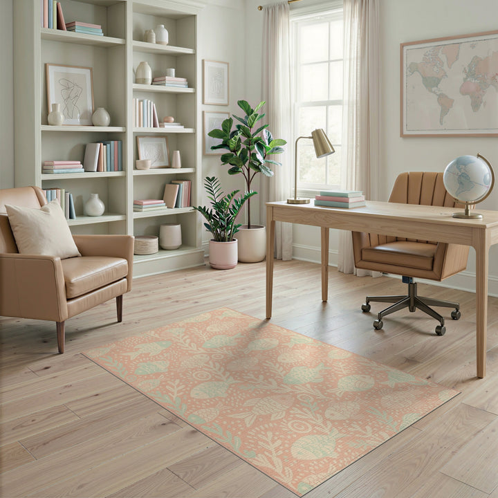 Pink Mint Fish Area Rug