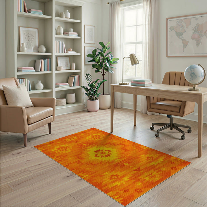 Orange Vivid Orange Southwestern Area Rug