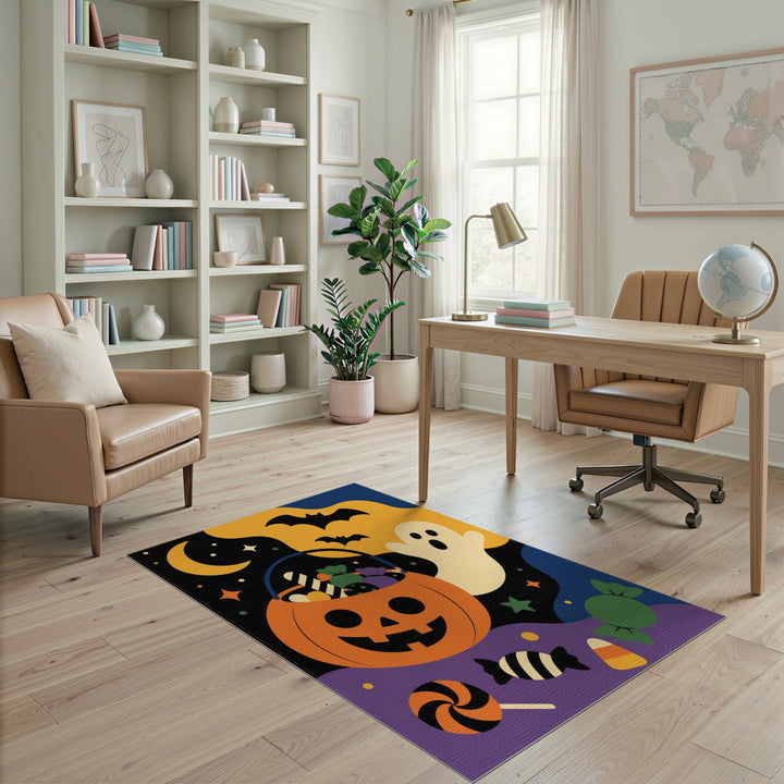 Halloween Pumpkin Ghost Kids Area Rug