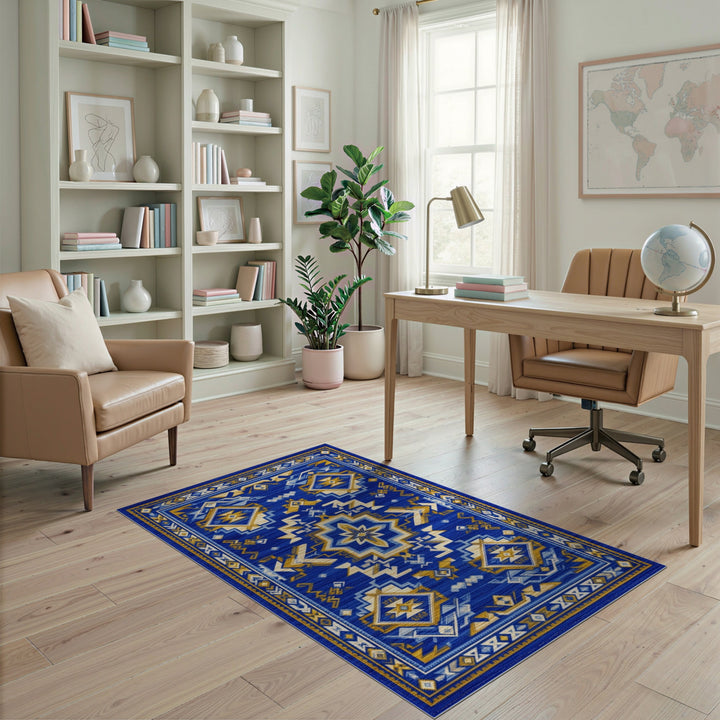 Geometric Blue Southwestern Geometric Area Rug