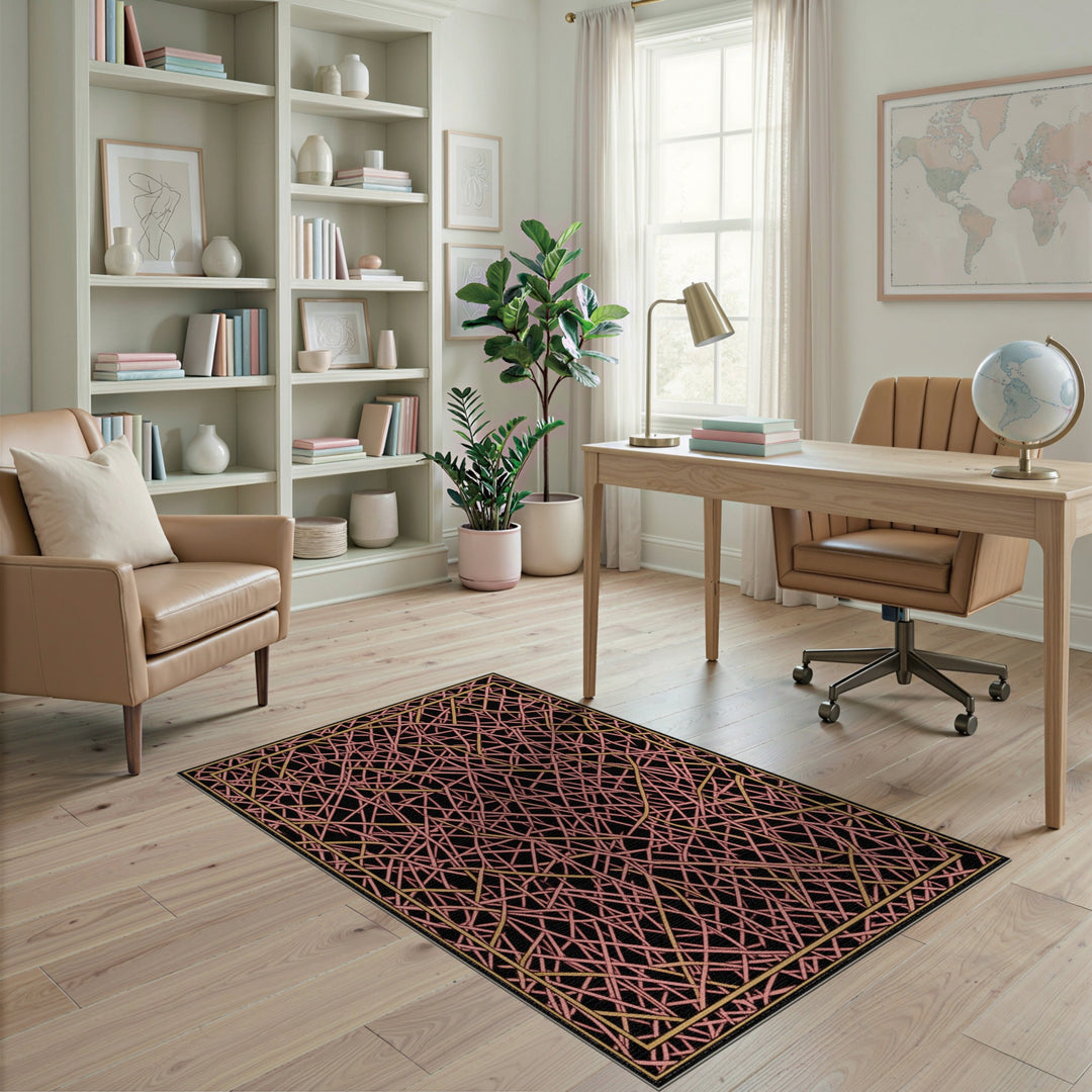 Pink Abstract Scribble Area Rug