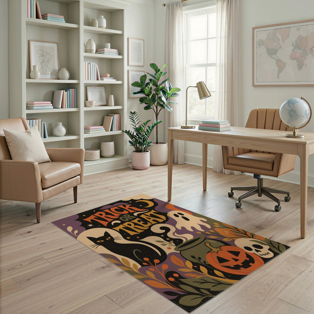 Kids Cartoon Trick or Treat Halloween Area Rug