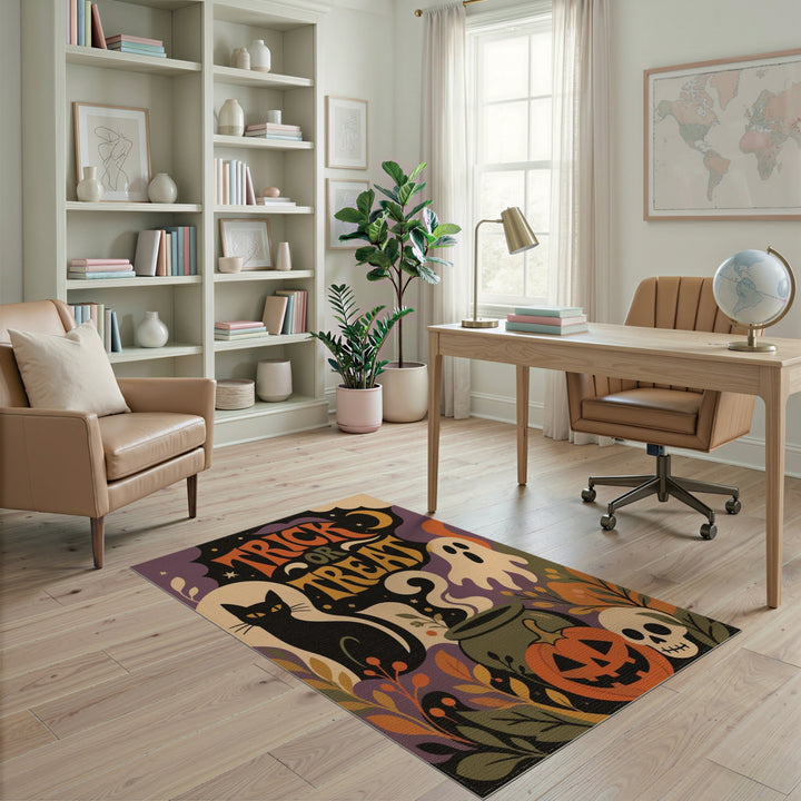 Kids Cartoon Trick or Treat Halloween Area Rug