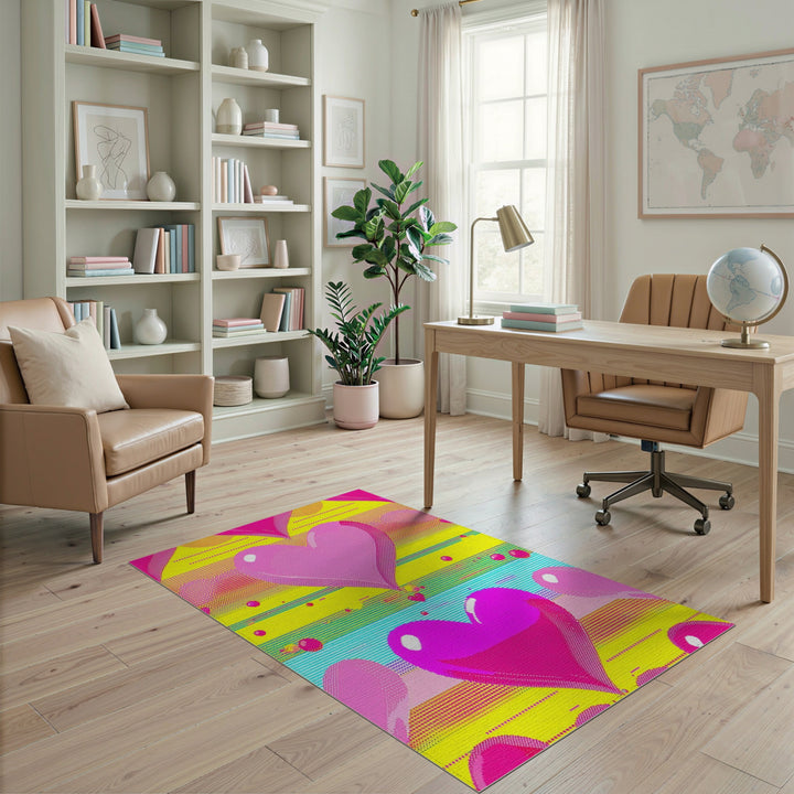 Vibrant Pink Hearts Area Rug