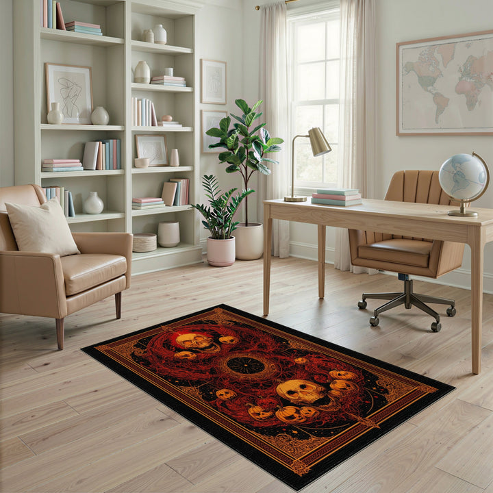 Gothic Skull Pumpkin Area Rug