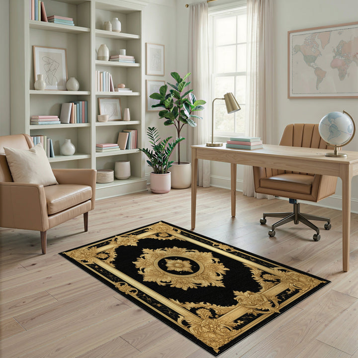 Medallion Ornate Gold Floral Medallion Area Rug