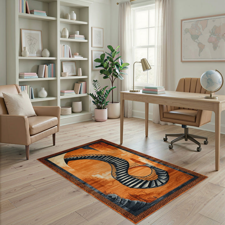 Orange Spiral Staircase Area Rug