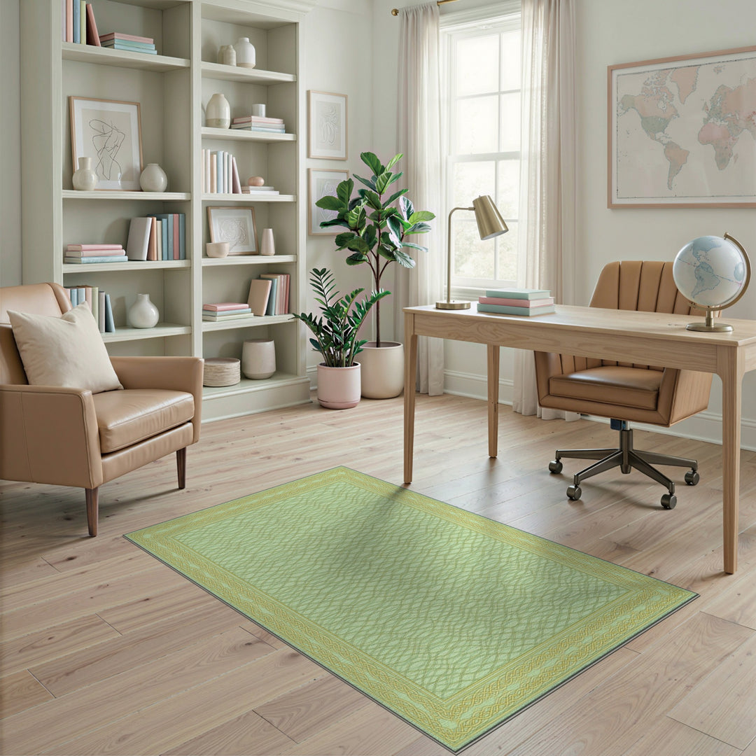 Mint Green Wave Pattern Persian Rug