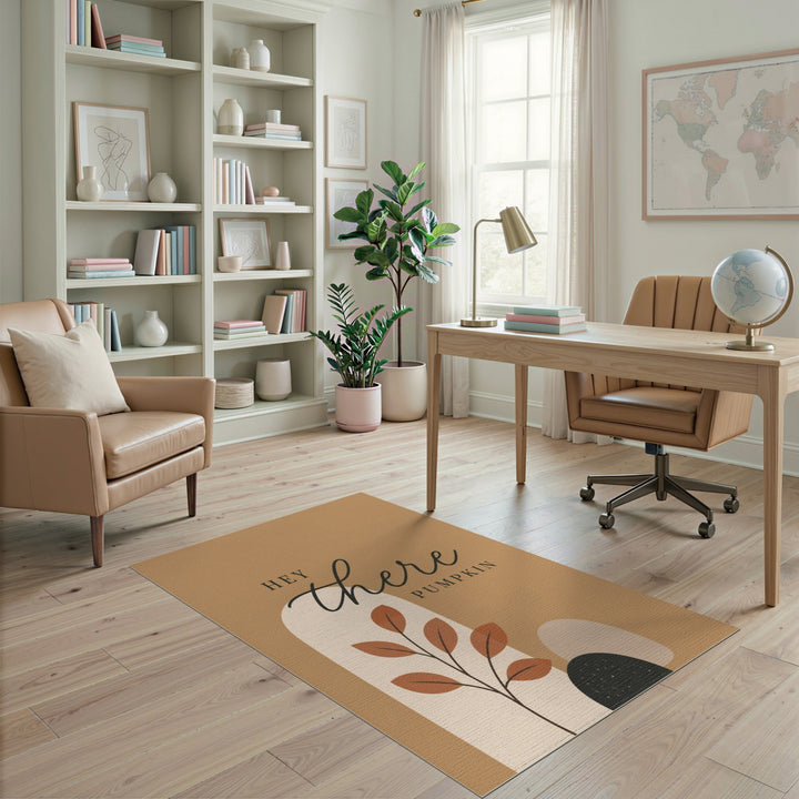 Brown and Tan Hey There Pumpkin Boho Area Rug