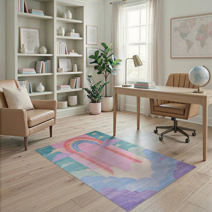 Rainbow Arch Cloud Kids Area Rug