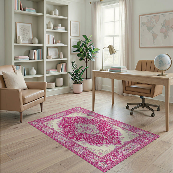 Medallion Pink Persian Floral Medallion Area Rug