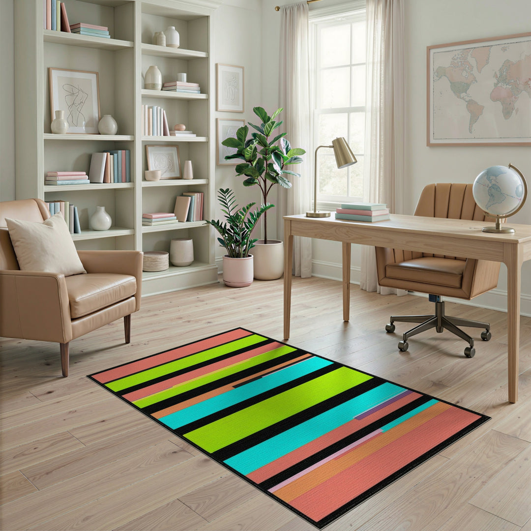 Geometric Modern Bold Multi-Color Striped Geometric Area Rug