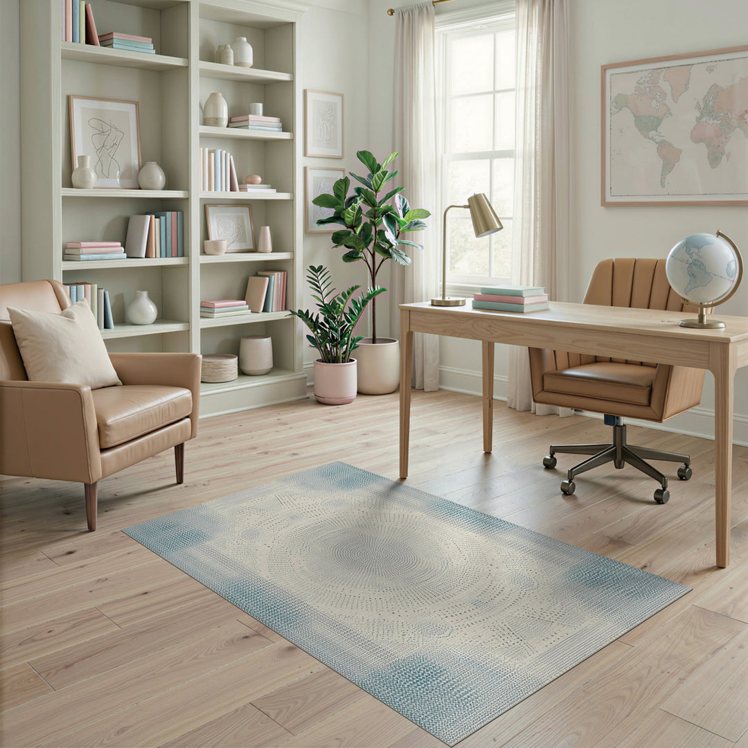 Blue and Teal Blue Teal Geometric Dot Area Rug