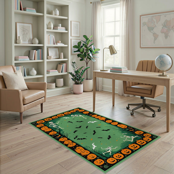 Halloween Skeletons Pumpkins Area Rug