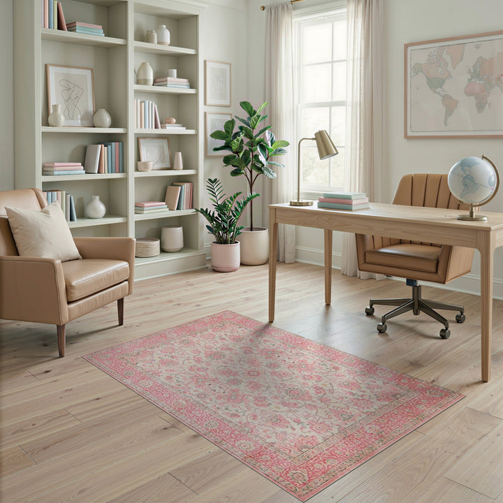 Pink Floral Vintage Area Rug