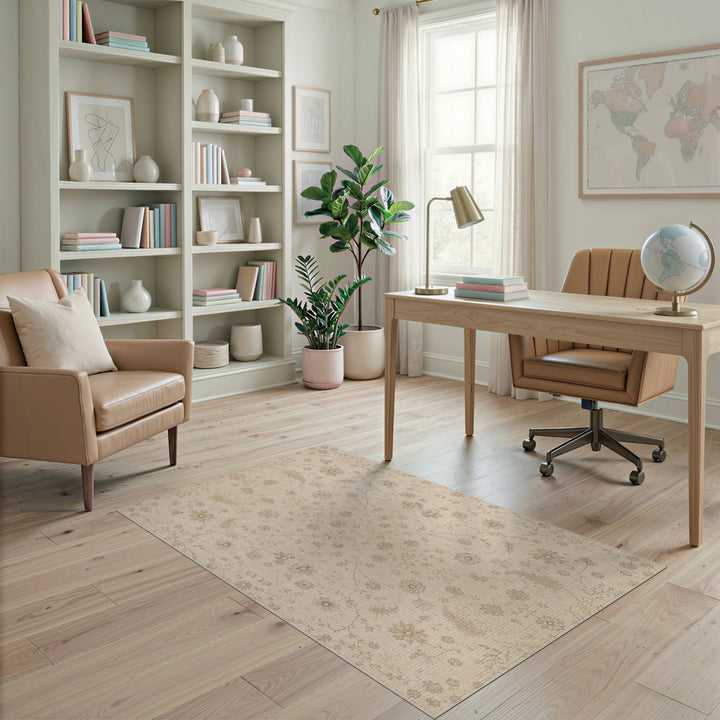 Beige Floral Vintage Area Rug
