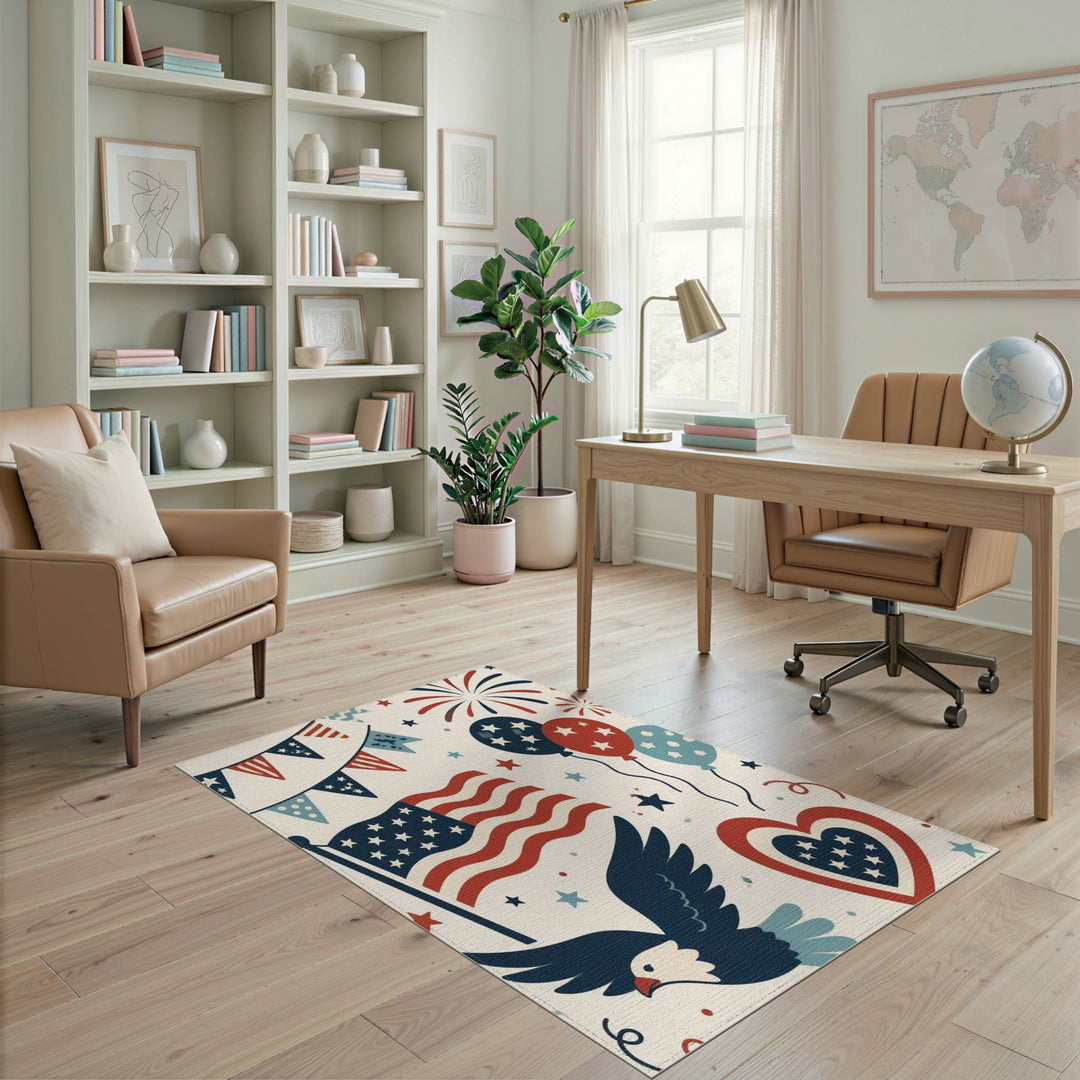 Patriotic Eagle American Flag Area Rug