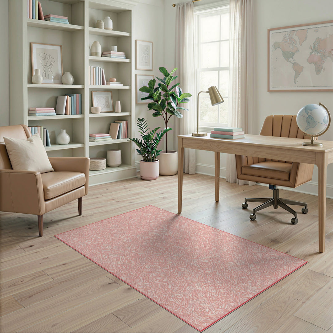 Geometric Modern Pink Geometric Washable Area Rug